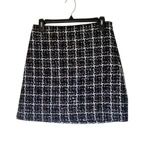 LOFT Mini Skirt Womens Size 2 Black White Tweed Party Career